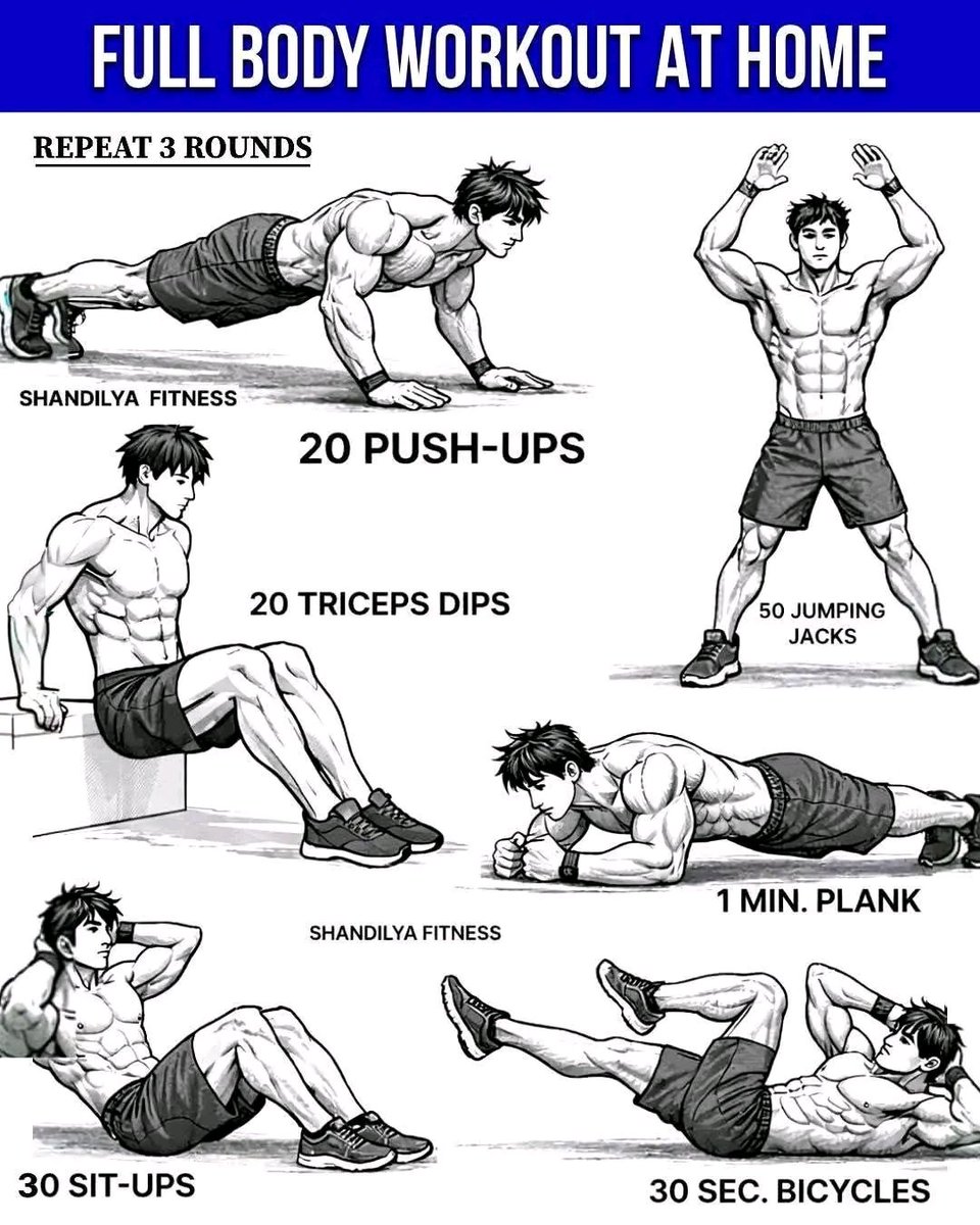 ruvugiro15379's tweet photo. 🔸Train your whole body at home. Just do these every morning and stay fit and active. https://t.co/sUB47kiUQY