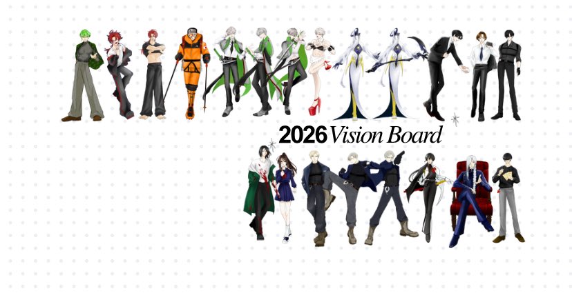 立ち絵をcanva のホワイトボードにまとめてる。
立ち絵以外にイラストやら漫画も描いてるので大変創作を頑張ってる
シナリオと動画も作りたいが同人誌終わるまではむりや……