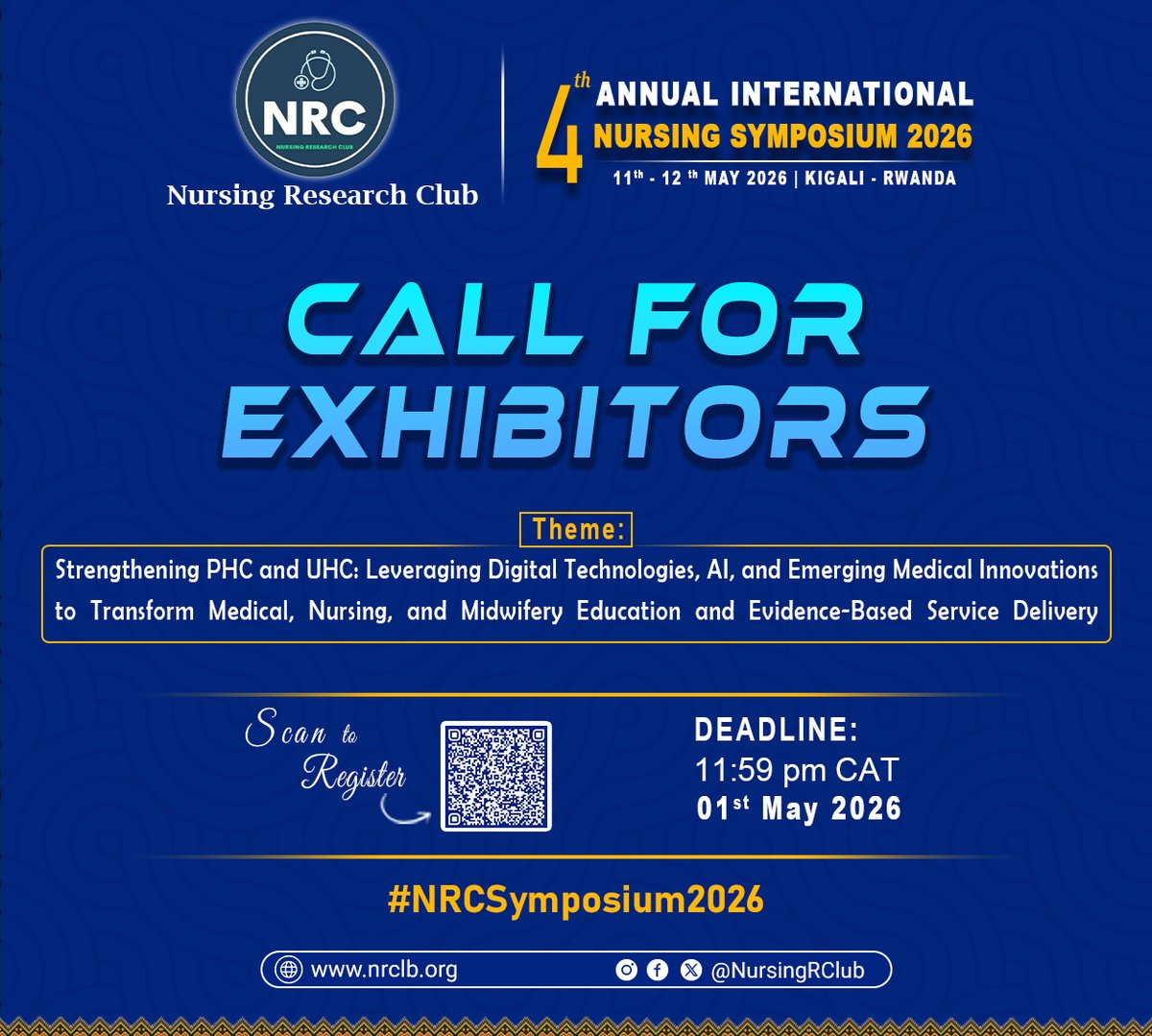 NursingR_Club's tweet image. Do you lead a health initiative, company, association, or innovative project? #NRCSymposium2026 offers you a platform to showcase your work to a diverse group of healthcare professionals committed to advancing healthcare delivery. 
Apply forms.gle/qtheSvKFt3VhdW…

#NRCSymposium2026