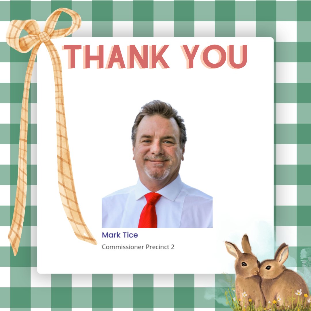 Thank you, Commissioner Tice, for supporting Bridgehaven Children's Advocacy Center and sponsoring our Bunny Bingo event! 🐰💛 #CommunitySupport #BunnyBingo #NonprofitSupport