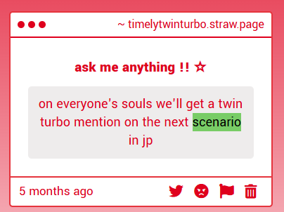 TIMELY TWIN TURBO !! ☆ tweet media