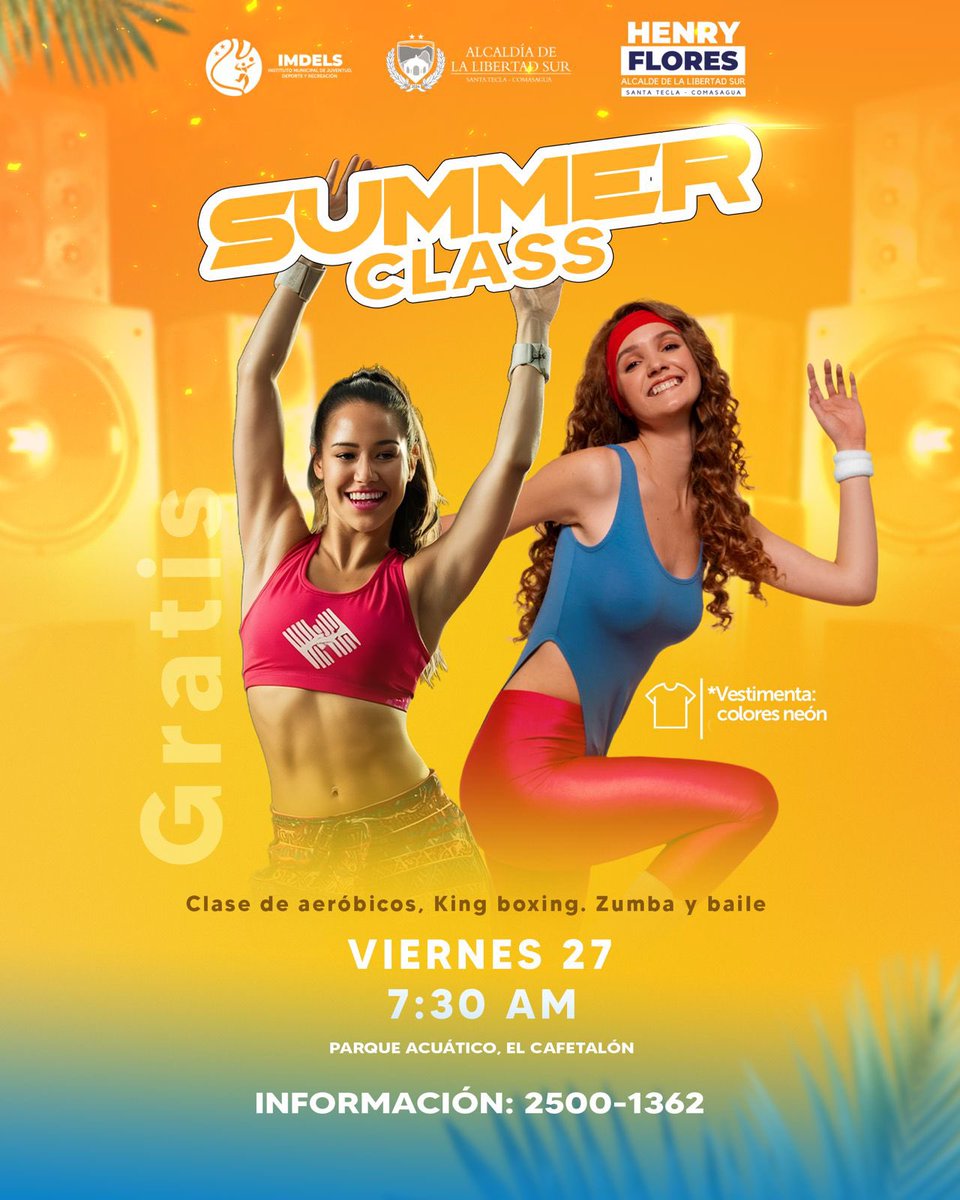Sé parte de la Summer Class.💃🙌🏼

Te esperamos este viernes 27 de marzo en el Parque Acuático El Cafetalón.

✅ Entrada gratuita.