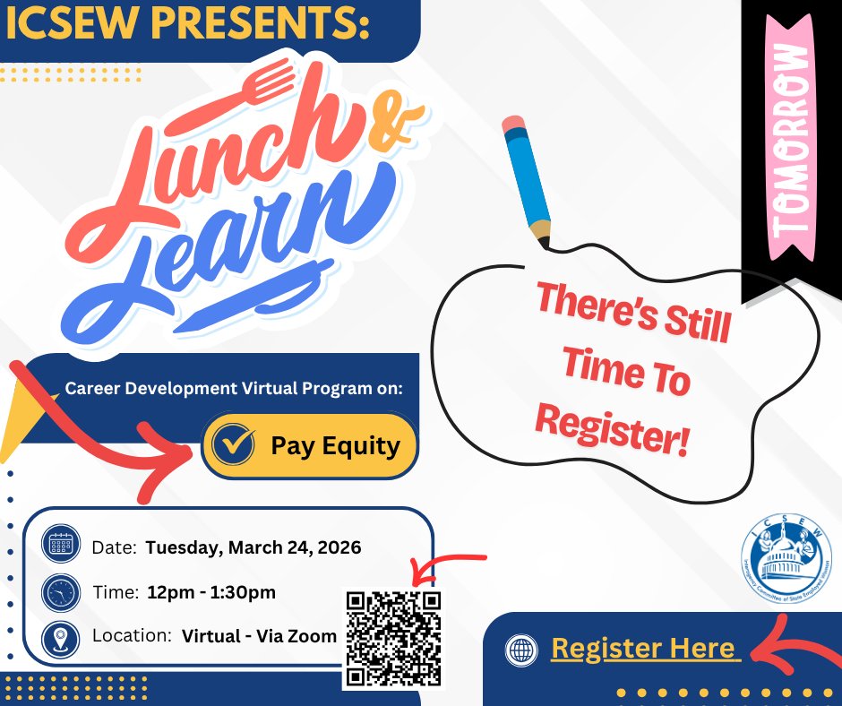 ICSEW's tweet photo. Please join ICSEW tomorrow for a lunch and learn session on pay equity!  There is still time to register! https://t.co/vZQWWcYyU3