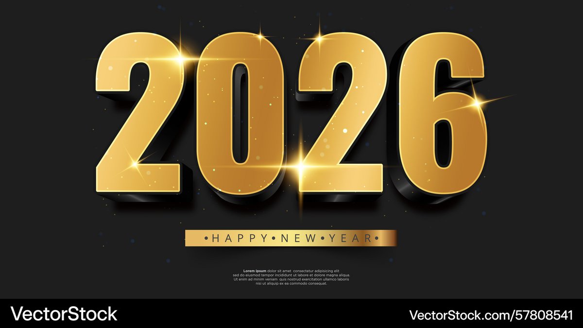 Latest Vector <a href="/VectorStock/">VectorStock</a> bold gold 3d numbers 2026 with sparkling light #VectorStock vectorstock.com/57808541