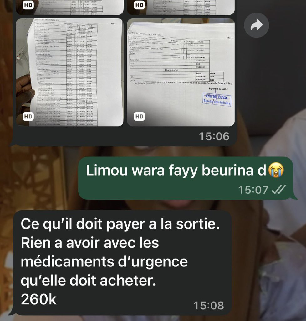 yaxandiou's tweet photo. 🚨🚨🚨
Merci de partager au maximum s’il vous plais 😭🙏🏾

Un ami médecin vient de me contacter concernant un jeune patient en grande difficulté 💔
Il s’agit d’un jeune homme de 22 ans, opéré du cerveau suite à un traumatisme crânien grave. Il est actuellement en réanimation depuis plus d’un mois et demi.
Sa famille a déjà dépensé énormément d’argent pour ses soins et se retrouve aujourd’hui sans moyens pour financer ses examens et médicaments urgents.
Il doit impérativement réaliser un angio-scanner en urgence, mais ils n’en ont malheureusement pas les moyens.
S’il vous plaît, toute aide, même minime, peut faire la différence 🙏🏾 
Contact : 77 795 19 60