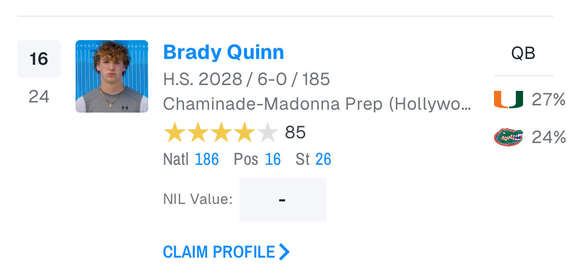 Brady Quinn 4🌟QB tweet media