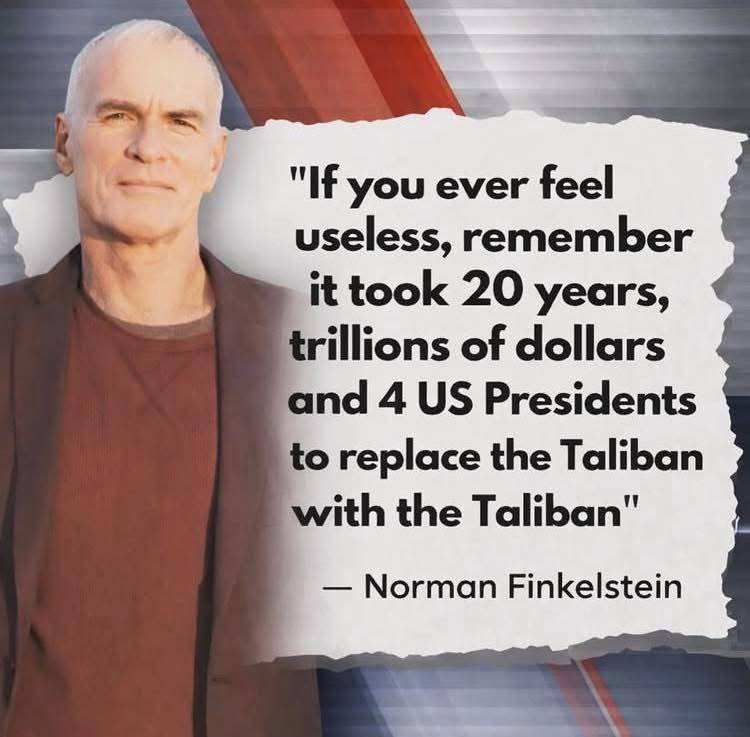 أعود للتذكير بتغريدة كنت قد غردتها عقب تعيين مجتبى خمنائي مرشدا أعلى لإيران:

في أول تعليق للمؤرخ اليهودي نورمان فنكشتاين على خبر تعيين "مجتبى خمنائي" مرشدا أعلى لإيران:

 " إذا شعرت يوما أنك عديم الفائدة فتذكر أن الولايات المتحدة استغرقت 20 عاما ودفعت ترليونات الدولارات وتعاقب