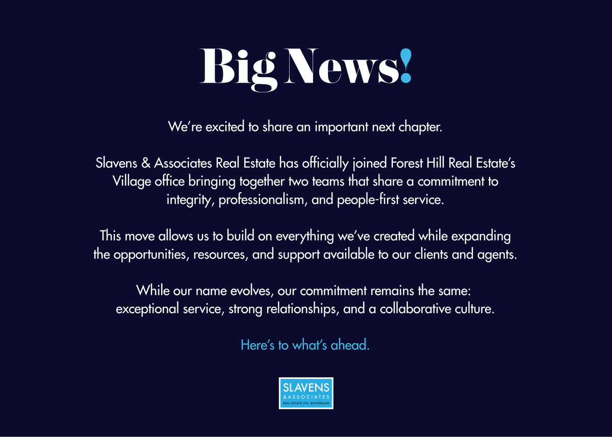SlavensFreeman's tweet photo. We’re excited to share an important next chapter.

Slavens &amp; Associates Real Estate has officially joined Forest Hill Real Estate’s Village office bringing together two teams that share a commitment to integrity, professionalism, and people-first service.

Here’s to what’s ahead. https://t.co/XRMNwlXLUs