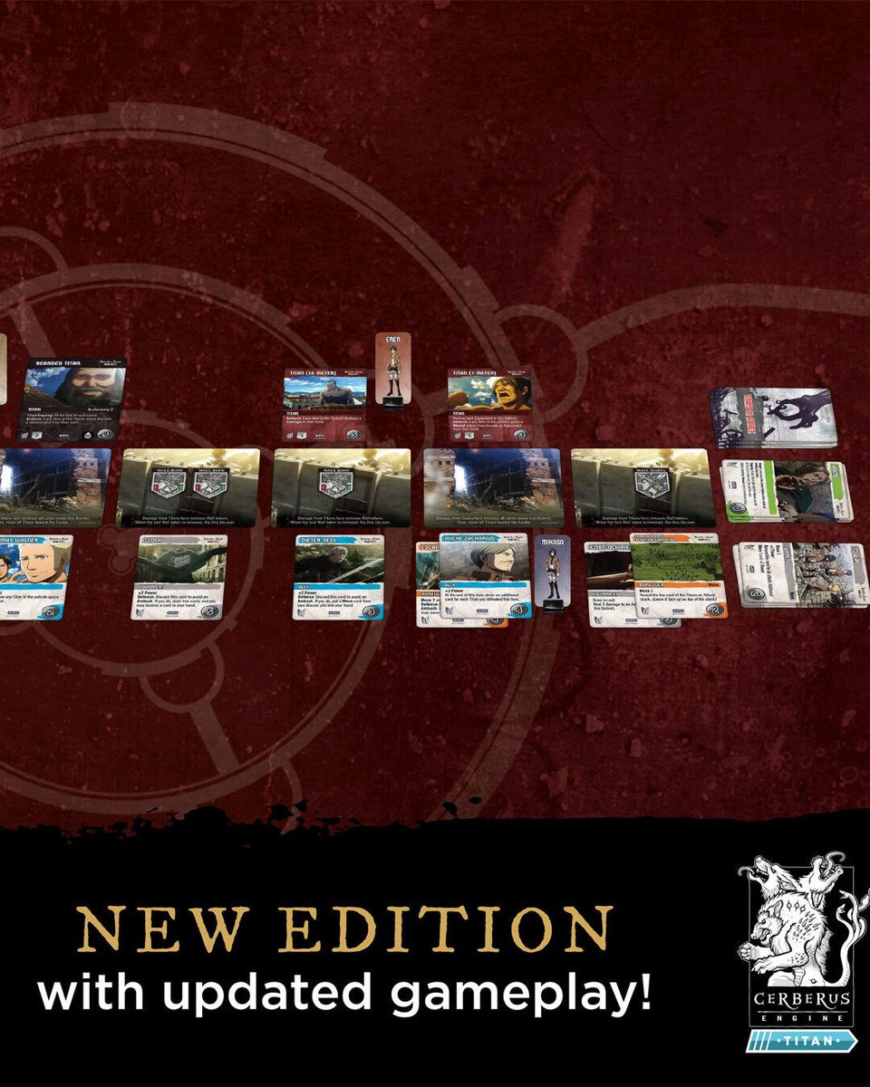 Archonia's tweet image. New Edition of the Classic Deck-Building Game!

This is the moment for war! Fearsome, giant creatures are attacking the last bastion of humanity and it’s up to you to stop them! 

archo.co/4rQfRkD

#AOT #AttackOnTitan #Deckbuilding #Cryptozoic #Boardgames #Cardgames