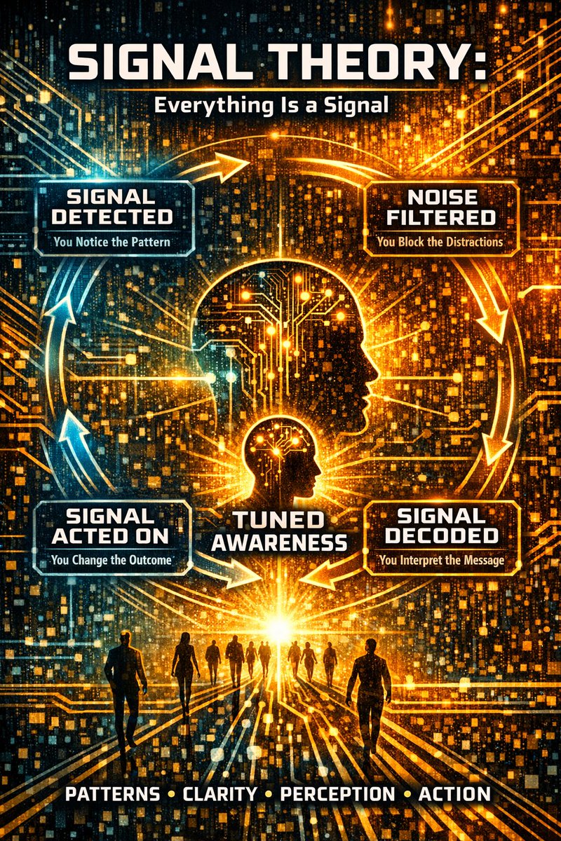 TheoryLoop's tweet image. Signal Theory breaks down how information becomes meaning: the signal that matters, the noise that misleads, and the pattern that emerges when you pay attention. When you can read the signal, you can move with intention.
theoryloop.org/signal

#SignalTheory #TheoryLoop