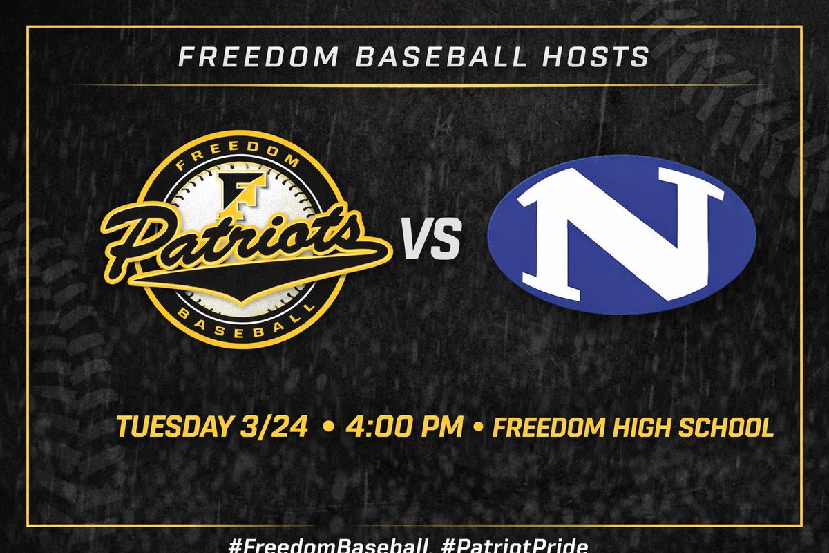 FHSPatriots_BB's tweet photo. ⚾ UPDATE ⚾
Today’s game vs Nazareth has been postponed due to weather and rescheduled for:
📅 Tuesday, 3/24
🕓 4:00 PM
📍 Freedom High School
We look forward to seeing everyone out on Tuesday⚾🔥
#FreedomBaseball #PatriotPride #EPCBaseball #FreedomPatriots https://t.co/uQHtIG2KSS