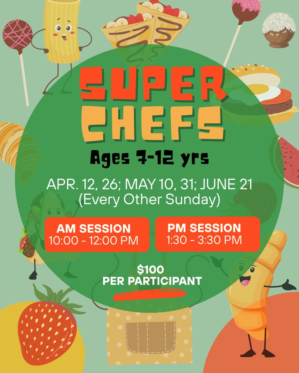 WSPRecreation's tweet photo. Get ready to chop, mix, and create tasty dishes in this fun, hands-on cooking program for kids ages 4-12yrs. Kids will learn basic kitchen skills, and build confidence while having fun in a safe, supportive environment!

Spots fill fast—register today!
👉 https://t.co/f1M0AEzICF https://t.co/WVdisxRq4t