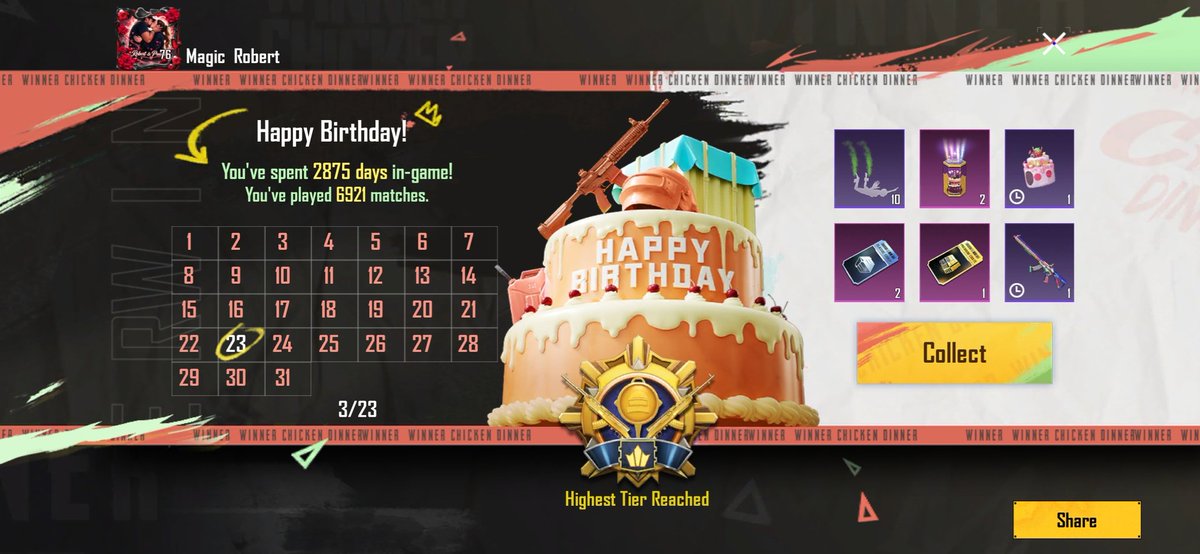 magicrobert2's tweet photo. Thank youuu pubg mobile Happy 21st Birthday to me @PUBGMOBILE https://t.co/RDIkVR3FnU