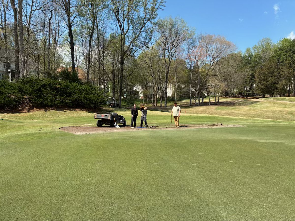 We have open wounds throughout 1,2 &amp; 3.  The sod arrives Wed. w/ an outing sch. We had to get the areas prepared changing the soil profile w/ command (carbon compost), aeration (for rapid root development) fertilizer (for growth) to have the sod rooted &amp; ready before the weekend.