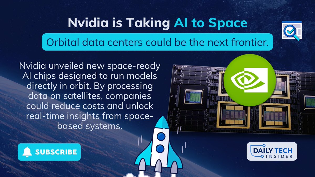 TechRepublic's tweet image. The cloud might leave Earth. 🚀

@nvidia is building space-ready GPUs to run AI directly on satellites, cutting costs and enabling real-time insights from orbit.

More Space AI updates: eweek.com/newsletter/sig…

#AI #Nvidia #SpaceTech #CloudComputing