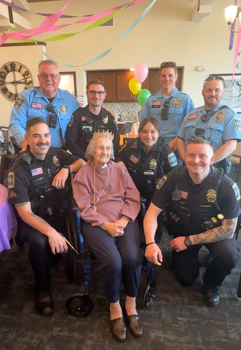 RogersMNPolice's tweet photo. The last couple of weeks at NorBella Senior Living - Rogers, MN have been event-filled! We brought our Coffee with a Cop event to their doorstep, and the conversations and laughter were so good that we came right back last Friday to help Millie ring in her 105th birthday!☕🎂🥳 https://t.co/BKL9UQmM8o