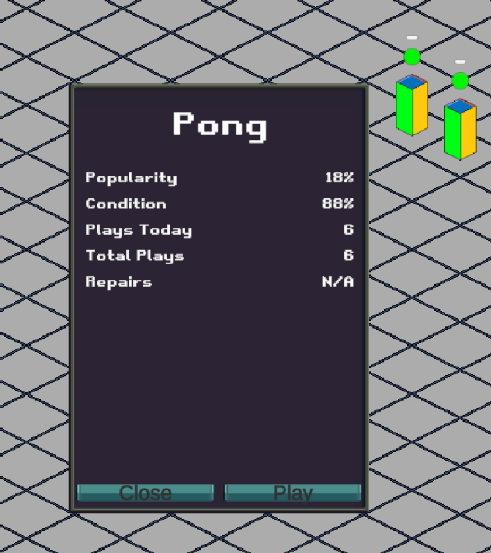 cola_powered's tweet photo. Arcade Empire Dev Update!
The Inspect Window is completed, and it shows the stats for the individual machine in detail. This will be expanded in the future for an even more detailed look.
Next up: Event System
#indiedev #gamedev #ArcadeEmpire https://t.co/7pvPTy4bZY