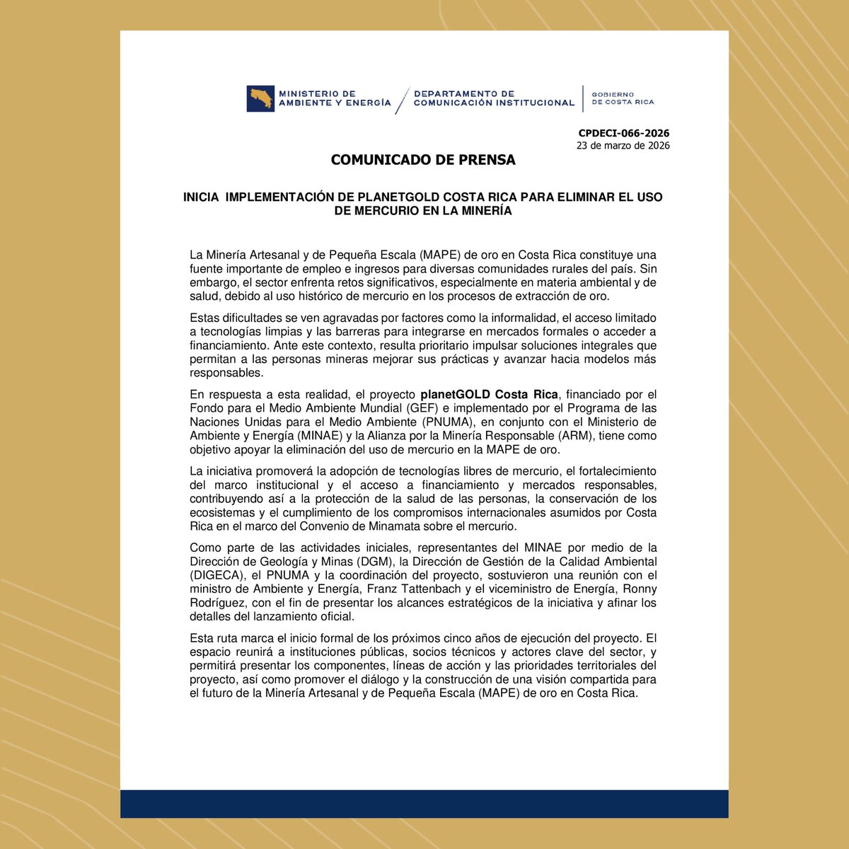 Ministerio de Ambiente y Energía de Costa Rica tweet media