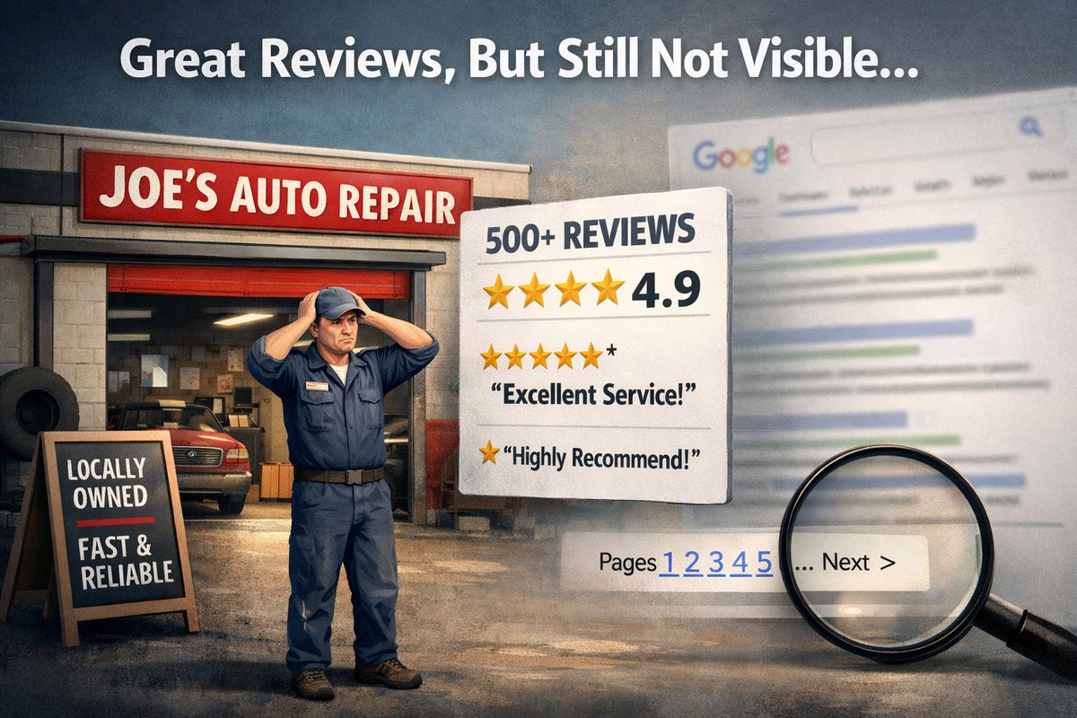 vairavan_'s tweet photo. You can have 500 Google reviews and still be invisible when someone asks AI where to go.

AI doesn’t just count stars.
It looks at signals: consistent info, specific review keywords, complete profiles.

If those are weak, your hard‑earned reputation never reaches AI. https://t.co/MkoItUVn9N