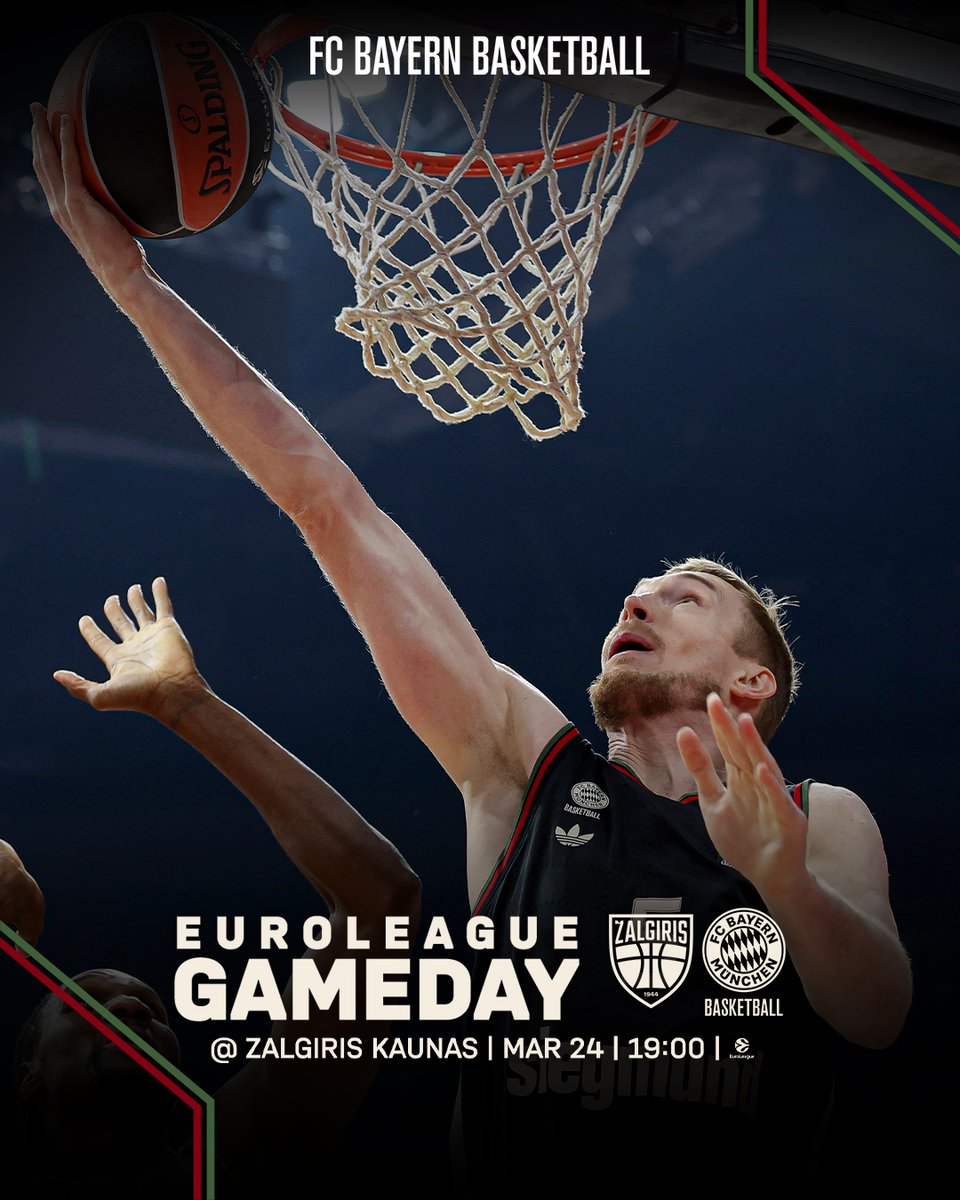 FCBBasketball's tweet photo. Double week Pt. I

🏆 @EuroLeague 
🆚 @bczalgiris 
🕔 19:00 CET
📍 Kaunas
📺 Live on #MagentaSport 
📰🇺🇸 https://t.co/htVawQaaFx
📰🇩🇪 https://t.co/H1cWvfGH0W

#FCBB #WeBallTogether #ZALBAY https://t.co/eXOauN1FMD