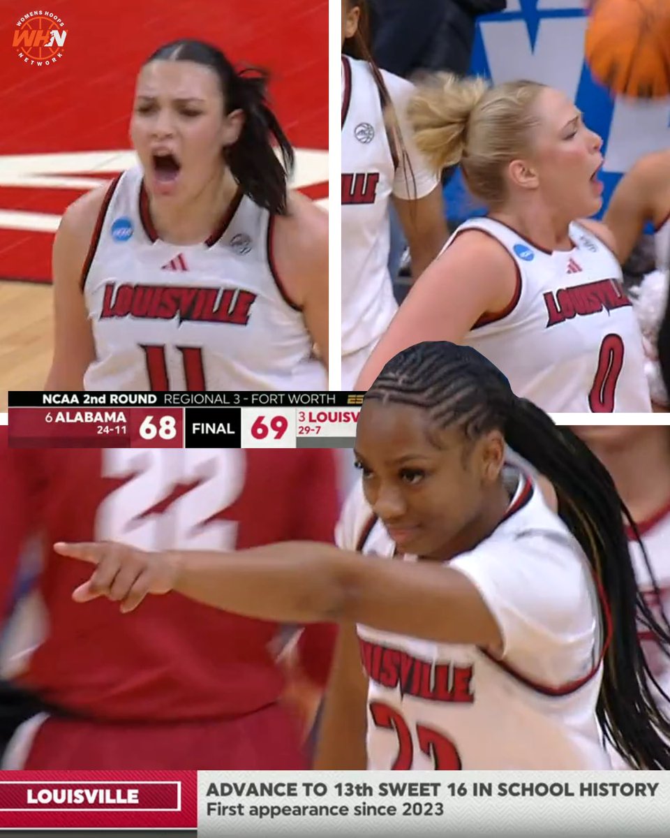 ELIF ISTANBULLUOGLU TODAY:
18 PTS, 11 REB, 3 AST, 7/11 FG

TAJ ROBERTS TODAY:
18 PTS, 4 AST, 2 REB

LOUISVILLE BEATS ALABAMA TO ADVANCE TO THE SWEET 16!