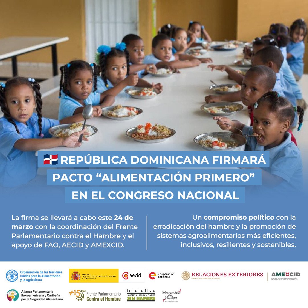 ALCsinhambre's tweet photo. 🇩🇴 República Dominicana se sumará a México, Guatemala y Chile en la firma del Pacto #AlimentaciónPrimero, consolidándose como un referente regional en la promoción de marcos legislativos para la seguridad alimentaria

Apoya @FAO @AECID_es @AmexcidS
 +info
https://t.co/7uDHToAUbH https://t.co/RZCYFBLpde