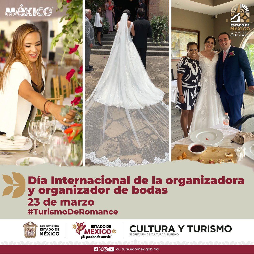 EdomexTurismo's tweet photo. El Estado de México es el destino ideal del #TurismoDeRomance y hoy felicitamos y reconocemos la labor de mujeres y hombres dedicados a la organización de bodas en locaciones del #Edomex #UnDestinoHechoAMano https://t.co/Xwabetsig1