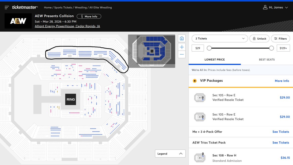 AEW Ticket Map Updates tweet media
