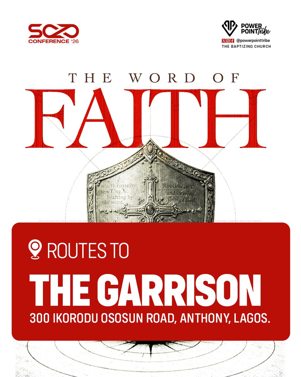 powerpointtribe's tweet photo. Your journey to SOZO starts here 🔥

All routes lead to #SOZOCONFERENCE 
all you have to do is show up. 

The Word of Faith awaits 🛡

Friday: 5PM
Saturday: 9AM | 1PM | 5PM 
Sunday: 9AM 

📍 The Garrison, 300 Ikorodu Road, Anthony bus stop, Lagos. https://t.co/SyLXMrxgBw