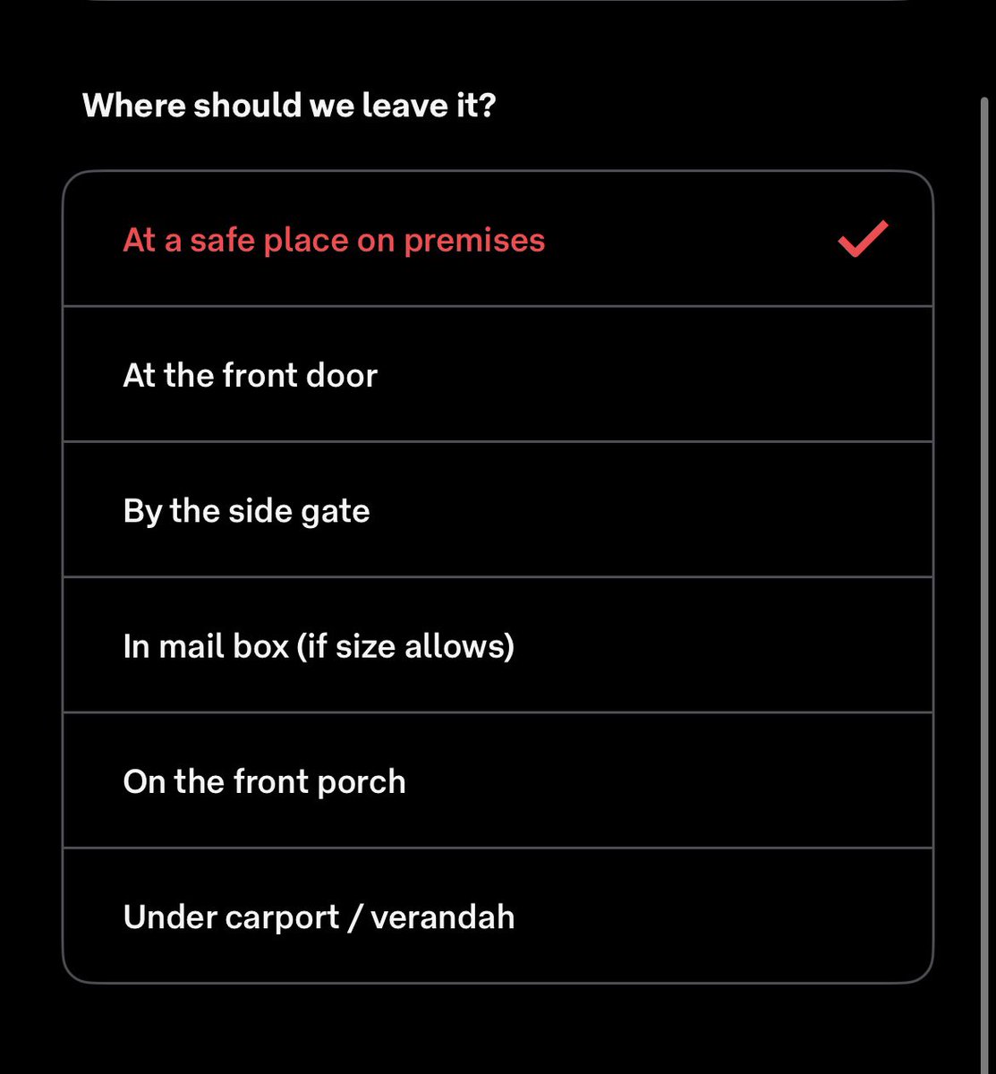 If you’re going to have a hardcoded list of options, at least make half an attempt to have a complete list. Never heard of a back door <a href="/AusPost/">Australia Post</a>?