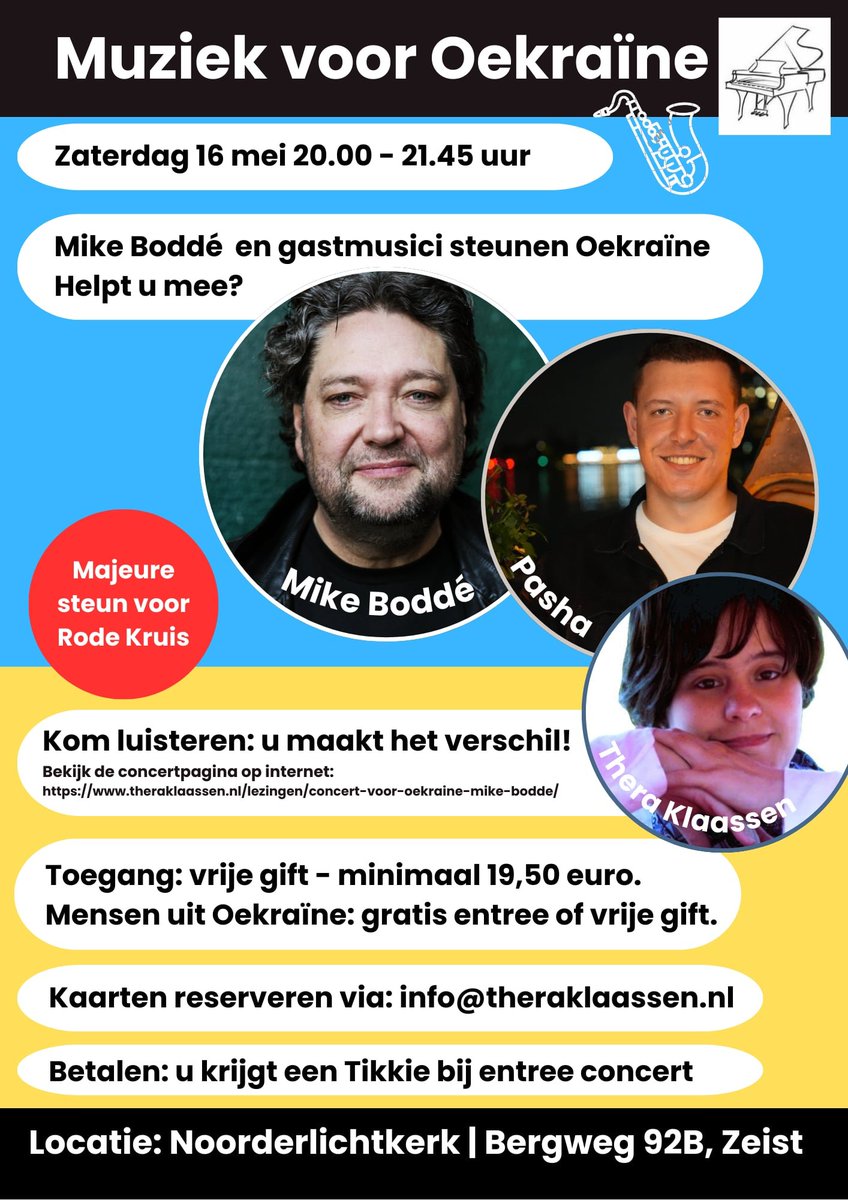 BoddeMike's tweet photo. We gaan weer musiceren voor Oekrainers. Oekariense bezoekers gratis. Grootste deel opbrengst gaat naar Rode Kruis, rest naar kerk en musici o.a. https://t.co/nv5r8XDL7F