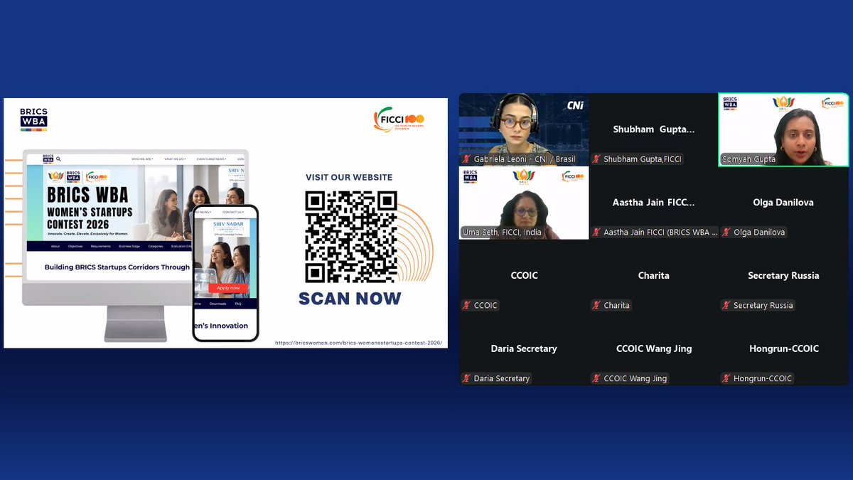 bricscouncil_in's tweet photo. FICCI launched Women's Startup Contest 2026—encouraging innovative women-led startups across BRICS Nations!
https://t.co/Vv0CkdyJfK
#BRICSWBA #BRICS2026 #WomenStartups @BricsIndia2026 @MEAIndia @SudhakarDalela @ficci_india https://t.co/kp9VYkwoZa