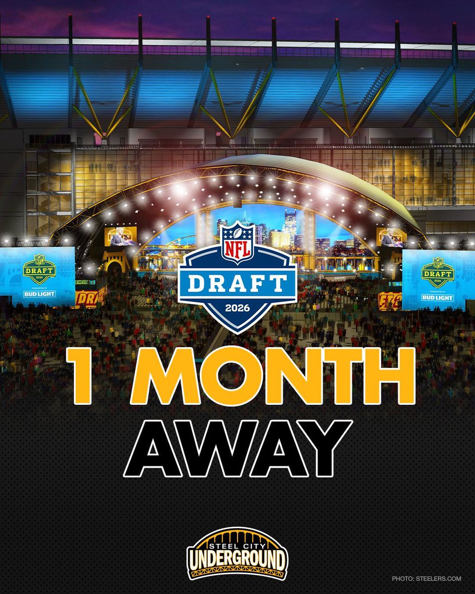 ONE. MONTH. OUT.

The 2026 NFL Draft is coming to Pittsburgh — and it’s about to be electric.

The stage is set. The spotlight is coming. The city is ready.

Who’s pulling up to the Steel City for draft weekend?