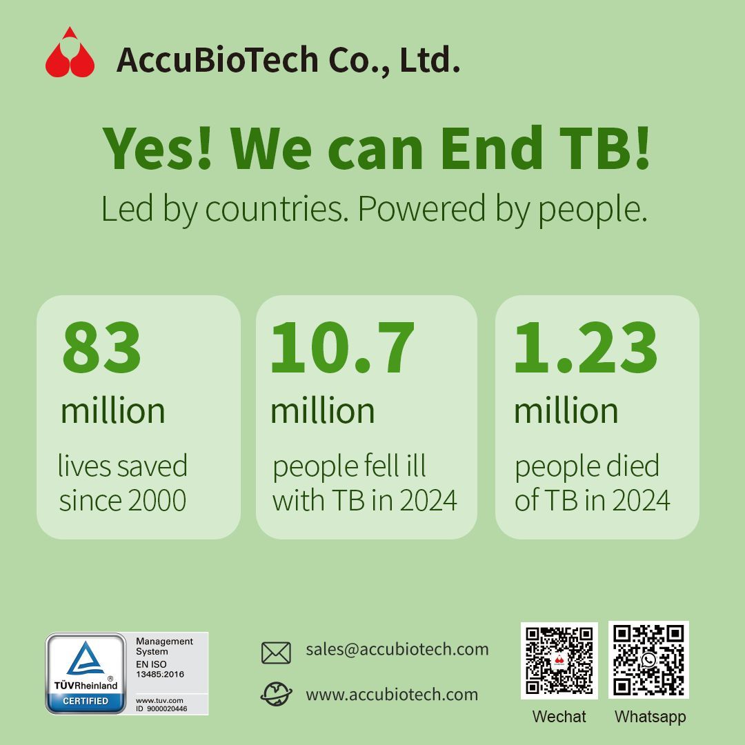 accubiotech's tweet photo. On #WorldTBDay2026, we stand united in the fight against tuberculosis. Early detection saves lives, and AccuBioTech is here with innovative tools like our Accu-Tell® TB Cassette to help make this a reality. Together, let's end TB! 

#EndTB #PublicHealth #TBPrevention https://t.co/LPSS5xAWw3