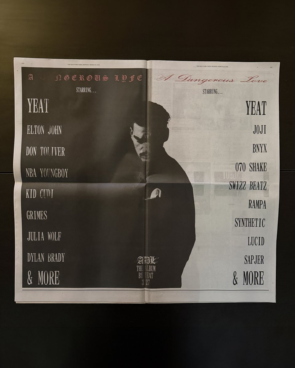 HYPEBEAST's tweet photo. Yeat features for ‘A DANGEROUS LYFE / A DANGEROUS LOVE’ are here! https://t.co/RsetthiAYL