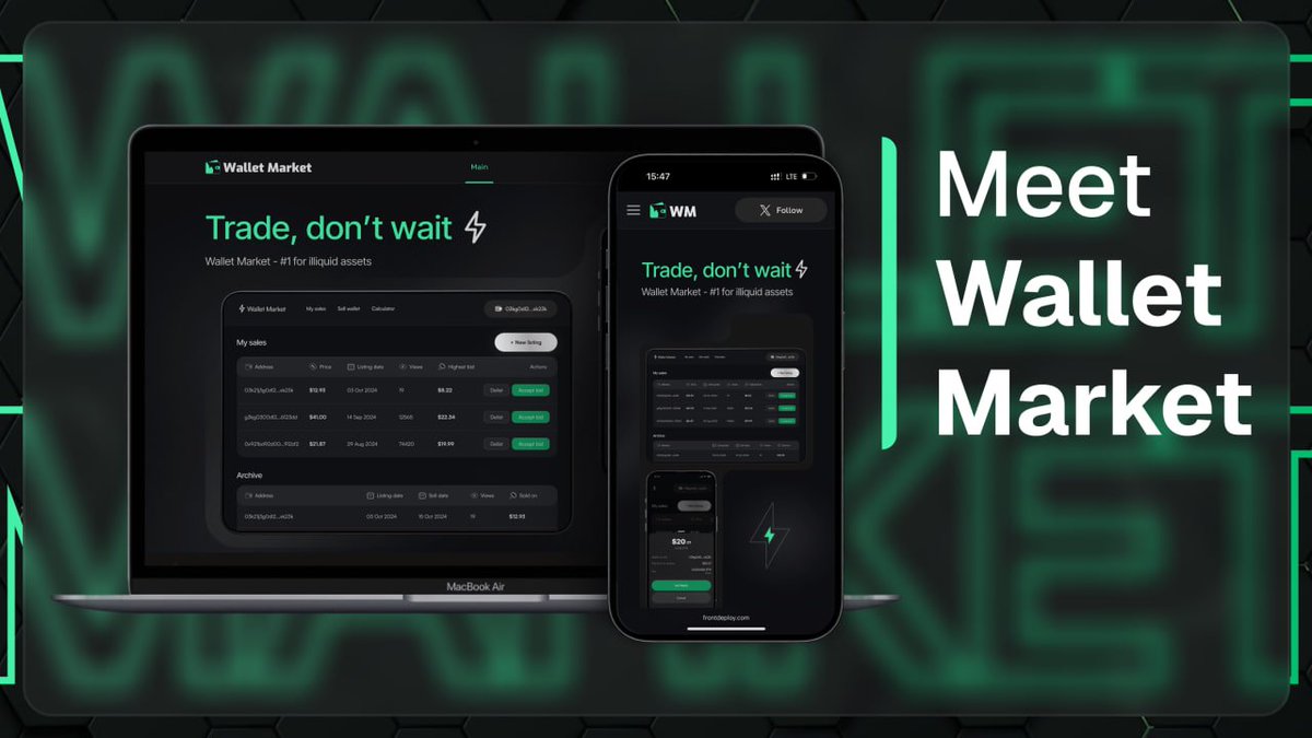 💚 Say hello to Wallet Market: walletmarket.app

Your HOT wallet isn’t just storage. It holds value: points, reputation, rare usernames, locked airdrops.

What is Wallet Market:
🟩 Join campaigns
🟩 Track points
🟩 Claim airdrops across wallets
…and more

Soon — you’ll be