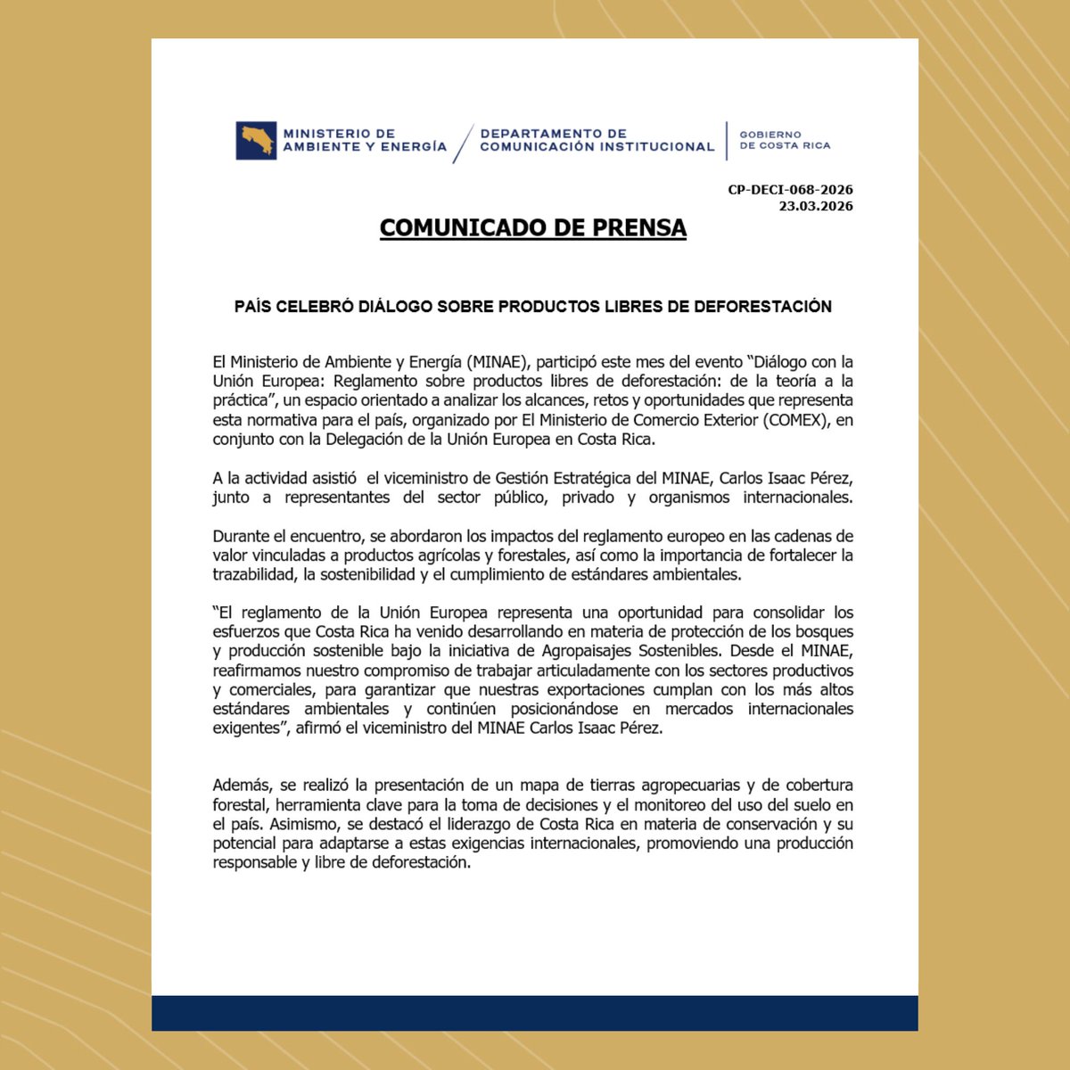 Ministerio de Ambiente y Energía de Costa Rica tweet media