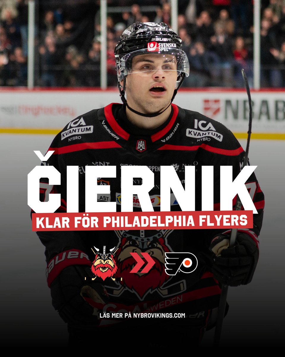 Alex Čiernik skriver NHL-avtal med Philadelphia Flyers.

Läs mer här: nybrovikings.com/article/89katc…