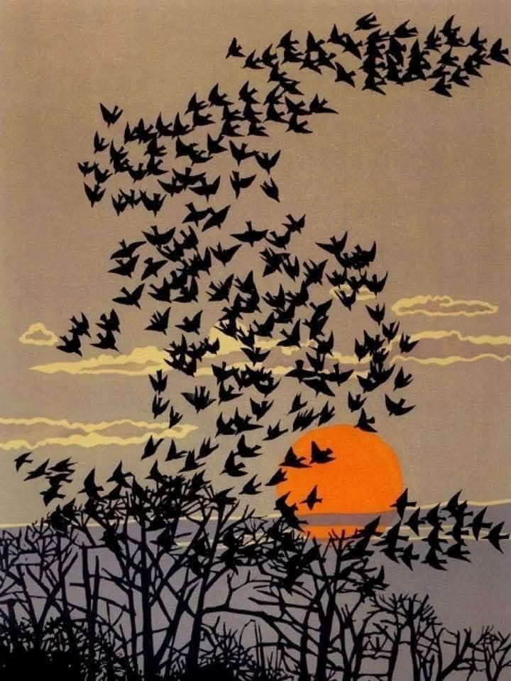 angelicaio81153's tweet image. Contemporary artists 

Aerial Manoeuvres , 2002 

Robert Gillmor . British artist 
#linocut #color #print