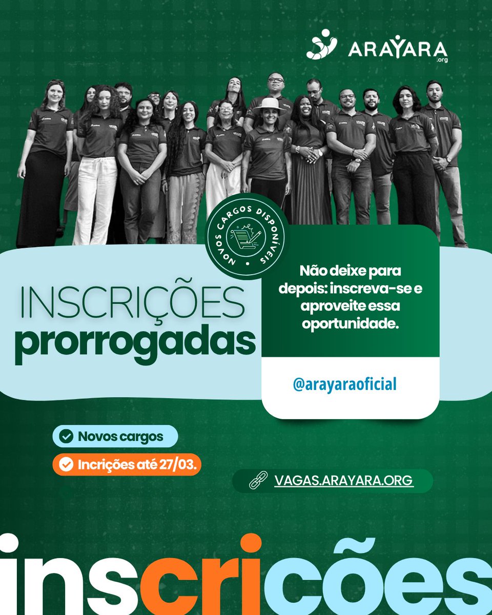 arayaraoficial's tweet image. Vagas reabertas na Arayara! Analista Administrativo-Financeiro, Analista Pleno de Advocacy e Analista Júnior de Advocacy. Inscrições até 27/03!

Faça parte da maior ONG de litigância ambiental do Brasil. Inscreva-se: vagas.arayara.org

#oportunidadedeemprego #advocacyworks