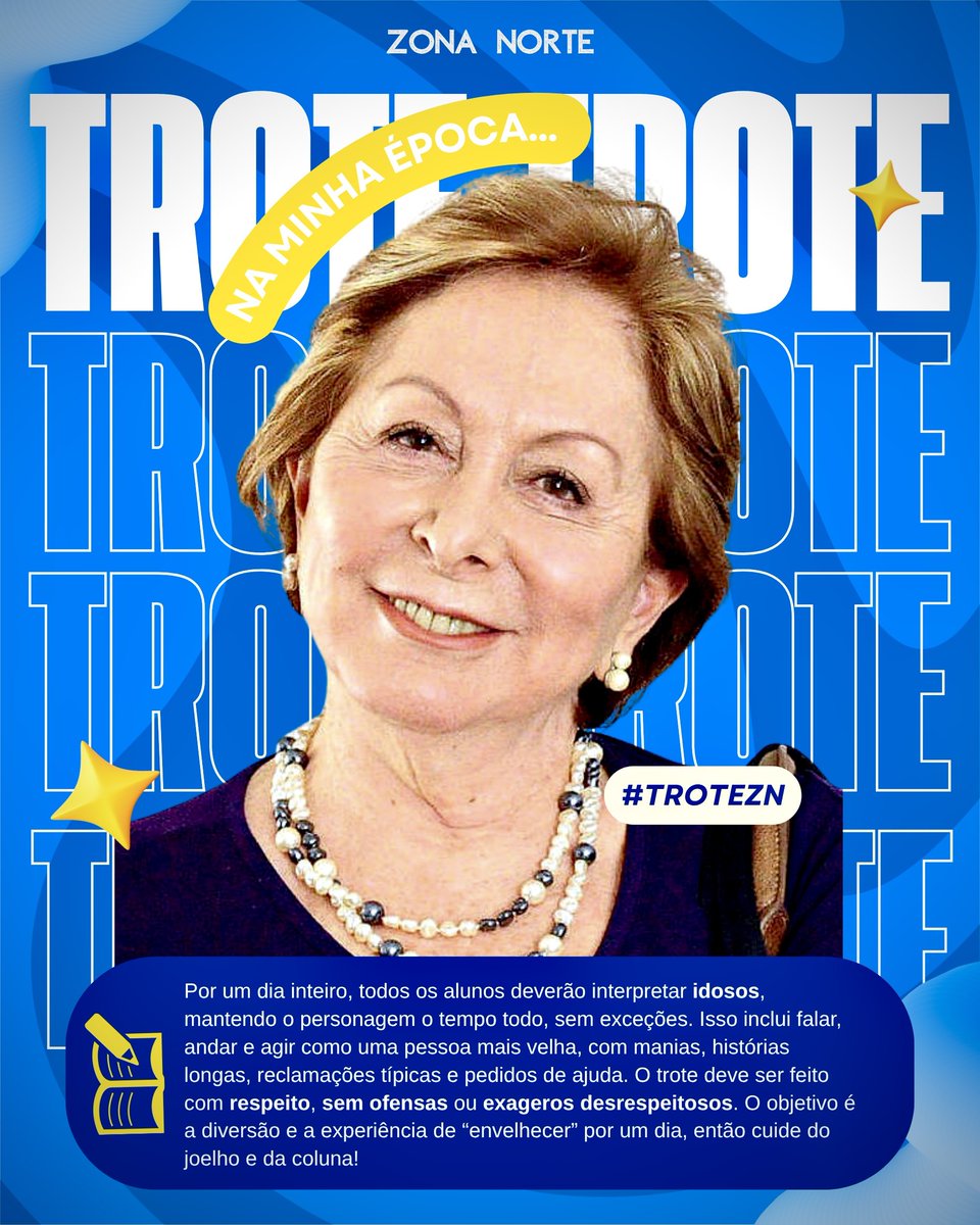 ⠀
⠀⠀⠀⠀ ⠀  ꐚ𝖳𝖱𝖮𝖳𝖤 1/?

⠀⠀⠀⠀𓂃 Chegaram os votos do Nordeste. O trote esse semestre é coletivo, pra humilhar e servir entretenimento de verdade. A ala geriátrica da UFRJ estará aberta amanhã o dia inteiro: ajustem perfis e deixem a criança escondida, vocês são avós.