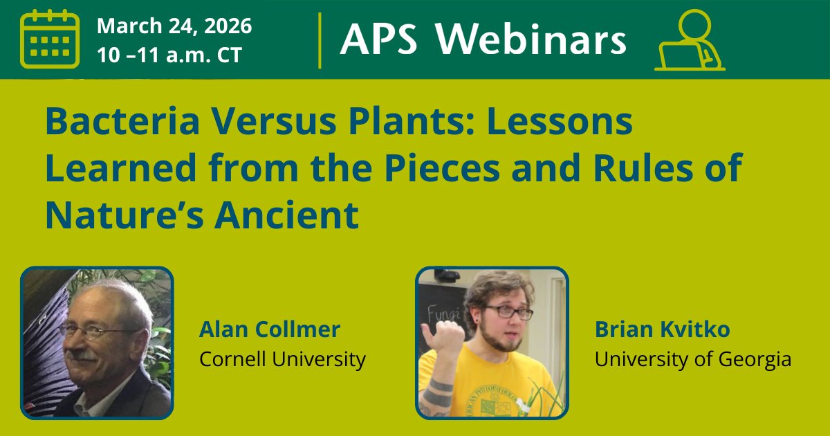 plantdisease's tweet photo. Can a board game illuminate plant innate immunity? Find out TOMORROW!
Discover how VEGEVADERS conceptualizes two-tiered immunity, effector dynamics, and coevolutionary tradeoffs in our March 24 webinar.
Register: https://t.co/tUtcjQycNK
#education #planthealth #APSwebinar https://t.co/KDQww2mBJC