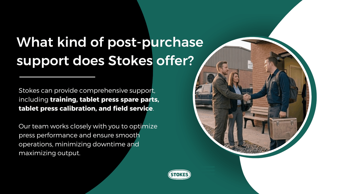 StokesTP1896's tweet photo. Stokes support doesn’t stop after the sale.

We offer training, spare parts, calibration, and field service to help keep your tablet press running smoothly.

Learn more:
https://t.co/KnqrAYsbxh

#Stokes #TabletPress https://t.co/ytC8dVEaQK