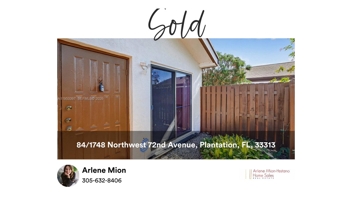 mrspestano's tweet photo. 🛌 2 🛀 2
📍 84/1748 Northwest 72nd Avenue, Plantation, FL, 33313

My latest sale on RateMyAgent

#realestate #sold #justclosed #arlenehomesales 
https://t.co/Xx69Csw7bT https://t.co/z0WQRURGjz