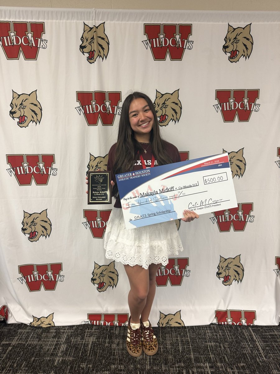 CW_sportsmed's tweet photo. Big congratulations to our athletic training student, Makayla Midkiff!! 🎉 She was selected as a recipient of the @GHATSdotORG Spring Scholarship 👏 🙌 

@CyWoods212 https://t.co/0s0f4jBPzj