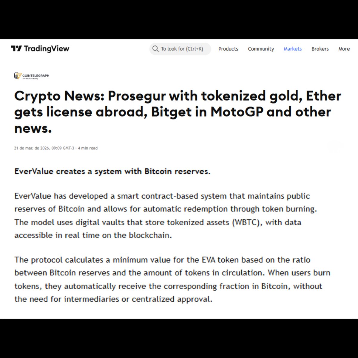 We continue to be featured in major industry outlets.

We were mentioned by Cointelegraph Brasil, one of the leading crypto news portals in the country, and also by TradingView, a platform used by more than 100 million traders and investors worldwide.

This is a reflection of the