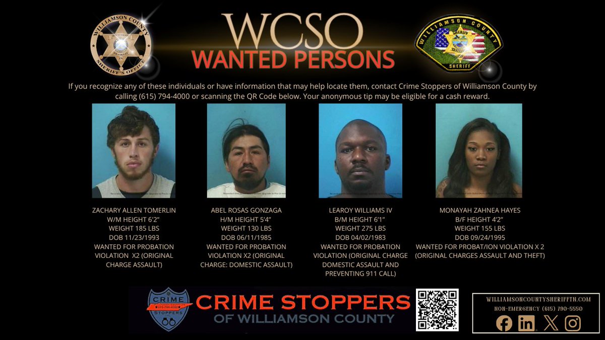 WCTN_CS's tweet photo. **UPDATED WANTED PERSONS**  🚨📷https://t.co/mXkNPAOZbx OR CALL 615-794-4000 TO SUBMIT AN ANONYMOUS TIP WITH A CALL TAKER. CASH REWARD FOR TIP LEADING TO ARREST https://t.co/WnIklqExg1