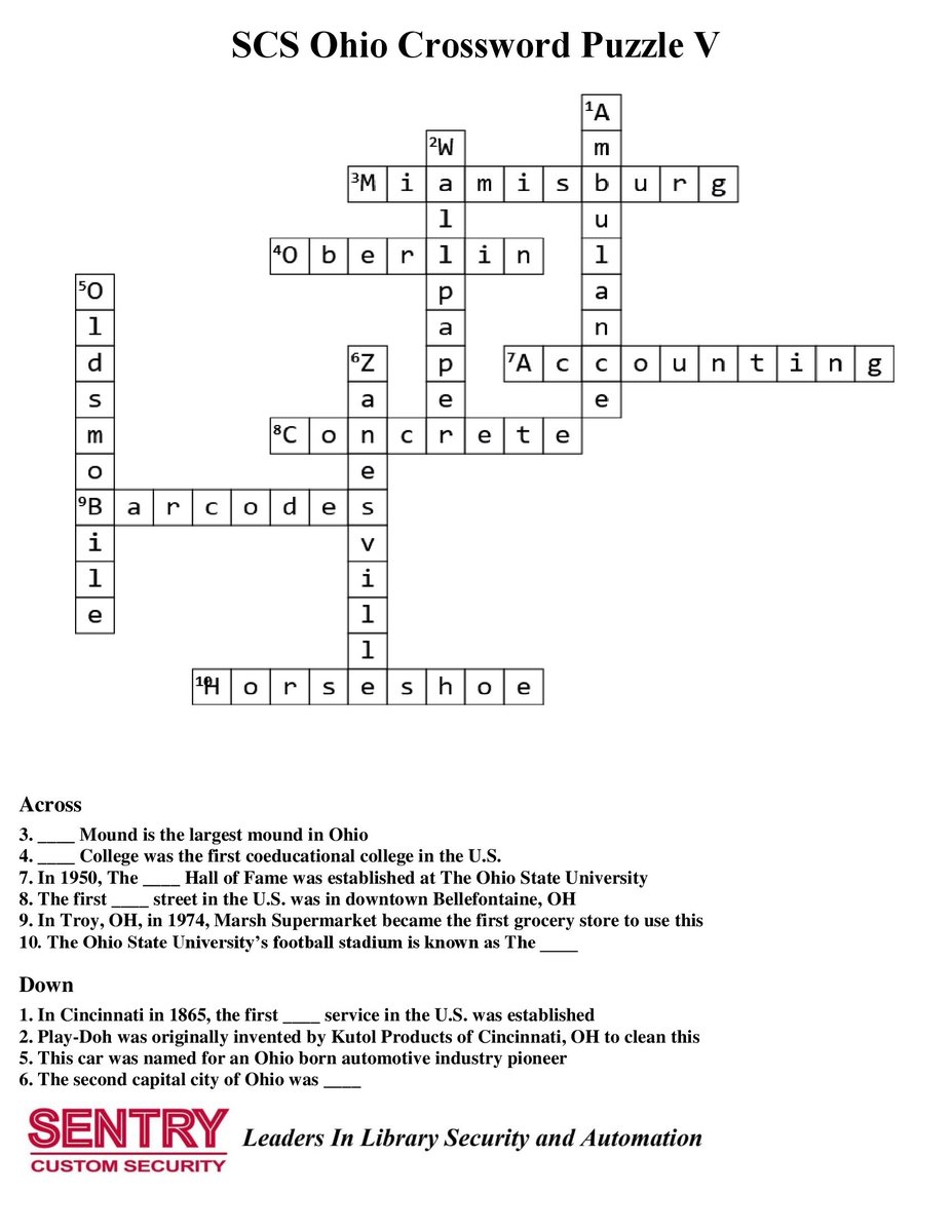 SentryCustom's tweet photo. 🧩🔓SCS Crossword &amp; Word Find • Mar 09–13 Answer Keys are here!

🧩 SCS Animated Dogs from Cartoons &amp; Comics Crossword IV 🐶
🧩 SCS Ohio Crossword Puzzle V
🔎 SCS Cities in Ohio Word Find II 🏙️

Did you solve them all? 🔐🧩

#SentryCustom #Crossword #WordFind #AnswerKey https://t.co/bsUX33ZxMS
