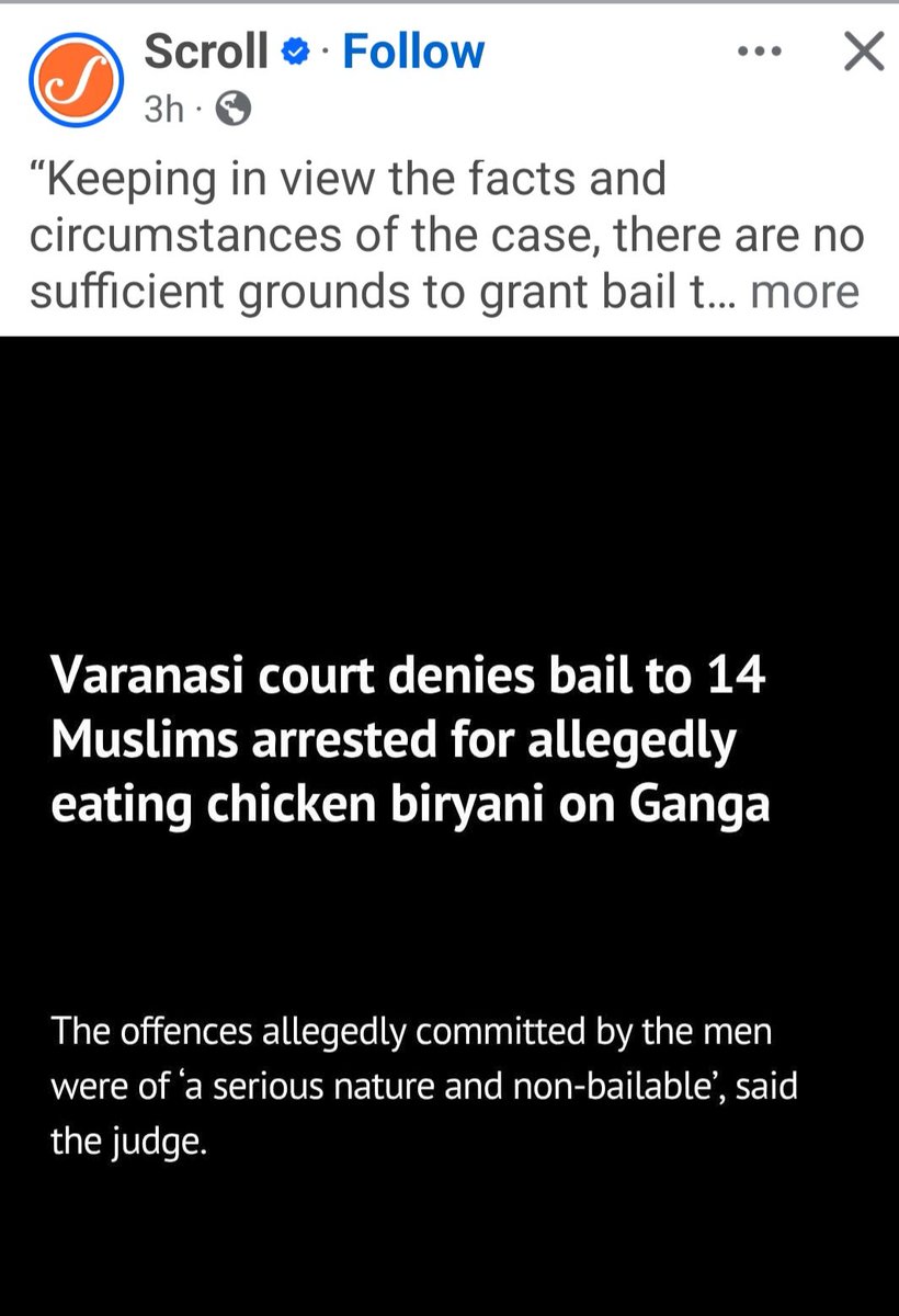 faroughkh's tweet photo. Justice is supposed to be blind.
But in Varanasi, it seems to see identities first.
14 men.
A simple act.
Yet labeled “serious” and denied bail.
This isn’t just a case 
it’s a pattern.
When minorities feel targeted,
when laws feel unequal,
when fear replaces fairness…
#Justice https://t.co/qMDT4waLEk