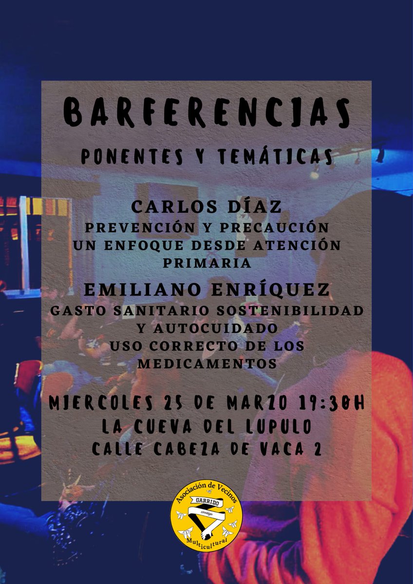 🌸 Llegan las #Barferencias de Primavera

🩺 Prevención y precaución desde Atención Primaria
👨‍⚕️ Carlos Díaz

💊 Gasto sanitario, sostenibilidad y autocuidado
👨‍⚕️ Emiliano Enríquez

Con nuestros Médicos en <a href="/LaCuevadeLupulo/">La Cueva del Lupulo</a> 
#BarrioGarrido
